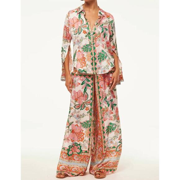 MISA LOS ANGELES ROYA SPLIT SLEEVE FLORAL FABRIC BUTTON FRONT TOP SZ XS $140MSRP - Picture 4 of 11